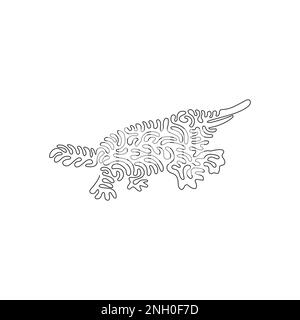 Single one line drawing of adorable platypus abstract art. Continuous line drawing graphic design vector illustration of platypus unique creatures Stock Vector