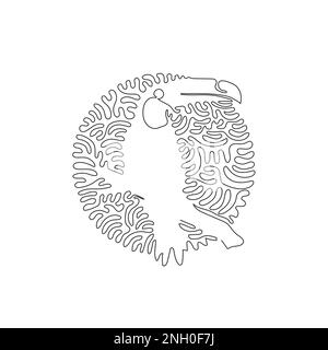 Single curly one line drawing of beautiful toucan abstract art. Continuous line drawing graphic design vector illustration of adorable taucan for icon Stock Vector