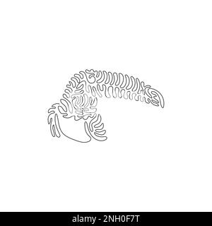 Single one curly line drawing of cute toucan abstract art. Continuous line drawing graphic design vector illustration of lengthy beak toucan for icon Stock Vector