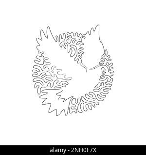 Single swirl continuous line drawing of cute dove abstract art. Continuous line drawing graphic design vector illustration style of adorable dove Stock Vector