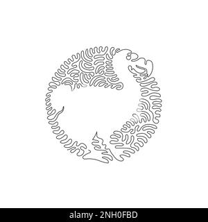 Single one curly line drawing of cute dodo abstract art. Continuous line draw graphic design vector illustration of large and stout birds for icon Stock Vector