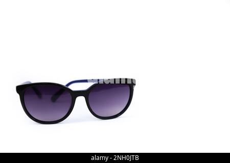 Black purple sunglasses isolated on white background, copy space. Front view Stock Photo
