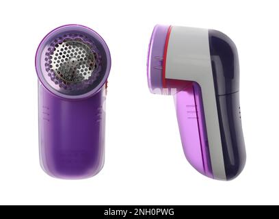Fabric shavers on white background, collage. Banner design Stock Photo