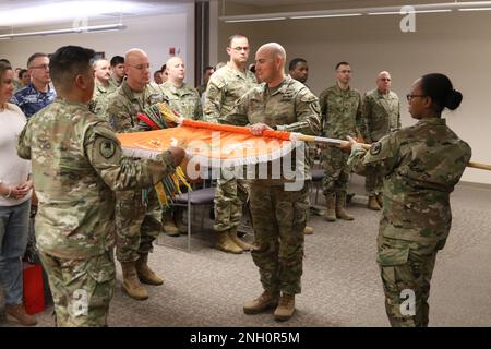 Maj. Nathan B. Gadberry, 53rd Signal Battalion (Satellite Control) commander, cases the unit’s colors for the last time with former and remaining Soldiers of the battalion on Dec. 5 at Peterson Space Force Base, Colorado. Prior to the casing ceremony, the 53rd Signal Battalion was the oldest operational battalion under the U.S. Army Space and Missile Defense Command, first in the 1st Space Brigade before transferring to the Army’s Satellite Operations Brigade in 2019. Stock Photo