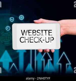 Conceptual display Website Check Up, Word Written on an examination of a website to see if something is in order Stock Photo