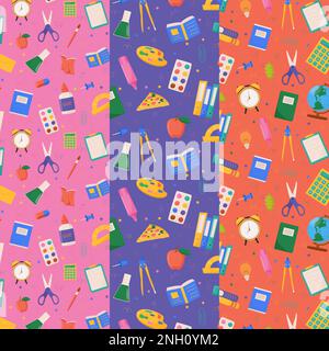 Set of school and education related objects seamless pattern. Vector illustration Stock Vector