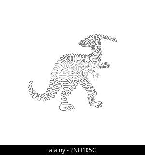 Single swirl continuous line drawing of crested lizard abstract art. Continuous line drawing graphic design vector illustration of curved bone crest Stock Vector