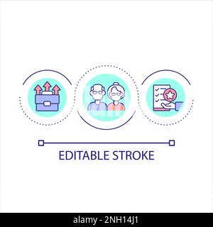 Support older employee in workplace loop concept icon Stock Vector