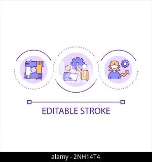 Providing DEI strategy in workplace loop concept icon Stock Vector