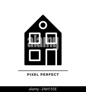 Two story house black glyph icon Stock Vector