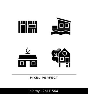 Compact houses black glyph icons set on white space Stock Vector