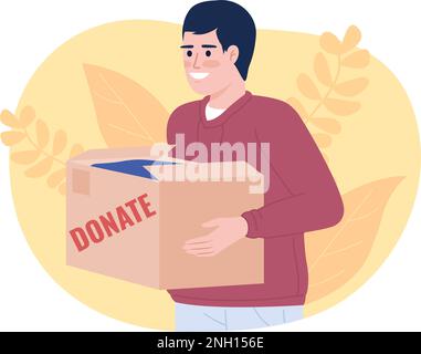 Donating clothes to homeless shelters 2D vector isolated spot illustration Stock Vector
