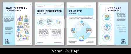 Gamification in marketing blue gradient brochure template Stock Vector