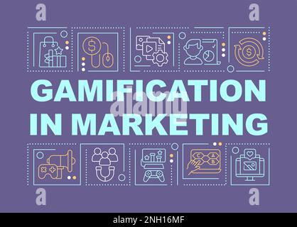 Gamification in marketing word concepts purple banner Stock Vector