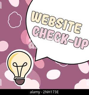Conceptual caption Website Check Up, Word Written on an examination of a website to see if something is in order Stock Photo