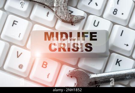 Handwriting text Midlife Crisis, Business approach Software development technique Decomposing an application Stock Photo