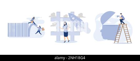 Consumer shopping habit, Online trend ,Brainwash, set flat vector modern illustration Stock Vector