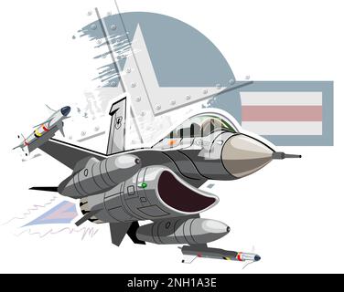 Vector Cartoon Military Jet Fighter Plane. Available EPS-10 vector format separated by groups and layers for easy edit Stock Vector