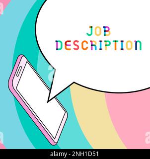 Sign displaying Job Description, Word Written on A document that describes the responsibilities of a position Stock Photo