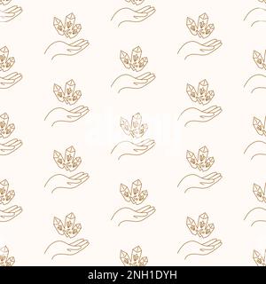 Crystals in Hands Seamless pattern Stock Vector