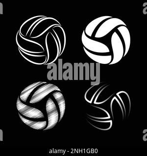 Volleyball white linear symbols Stock Vector