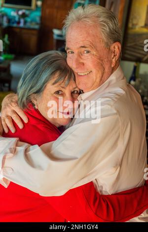 Senior aged couple in an embrace Stock Photo