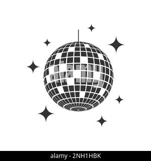 Mirror discoball icon. Shining night club sphere. Dance music party ...