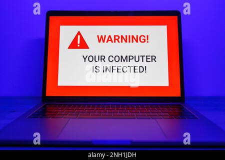 Hacker attack on Computer. Warning text on PC You have been hacked Stock Photo