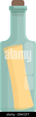 Message in the bottle icon cartoon vector. Sea letter. Paper glass Stock Vector
