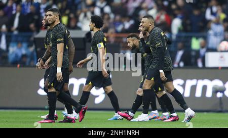 Lionel Messi scores during the Riyadh All-Star XI vs Paris Saint-Germain FC at King Fahd Stadium on January 19, 2023 in Riyadh, Saudi Arabia. Photo by Stringer/ Power Sport Images Stock Photo