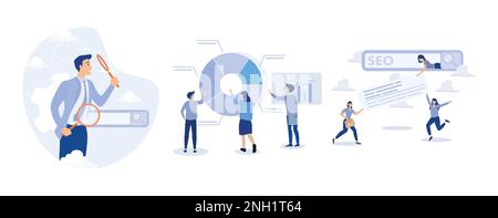 Search,finding information, new job or explore websites concept,big data and information concept. promote website or communication concept.set flat ve Stock Vector