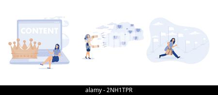 Content strategy for advertising and marketing,Social media marketing.advertising and marketing analysis,set flat vector modern illustration Stock Vector