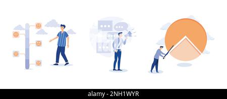 Customer feedback giving rating based on experience or quality from product and service.set flat vector modern illustration Stock Vector