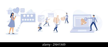Customer feedback from mobile application,Subscription business model,set flat vector modern illustration Stock Vector