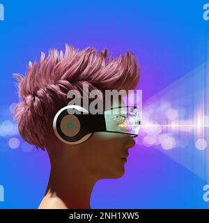 Head-up display headset, conceptual illustration Stock Photo