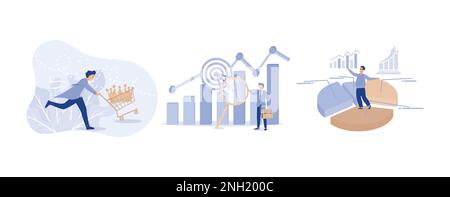 Customer is king,business analysis to increase sale, ads optimization based on user or customer behavior,set flat vector modern illustration Stock Vector