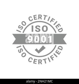 Iso certified vector label. 9001 certificate badge vector icon. Stock Vector