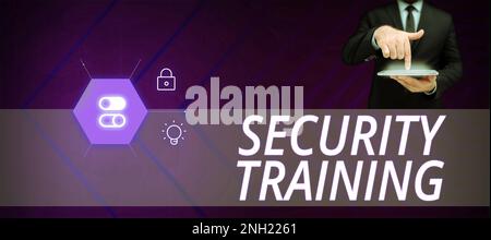 Text caption presenting Security Training, Business approach providing security awareness training for end users Stock Photo