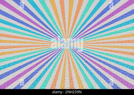 Retro paper background with rays or stripes in the center. Solar multi-colored rays. Circus drawing. Stock Photo