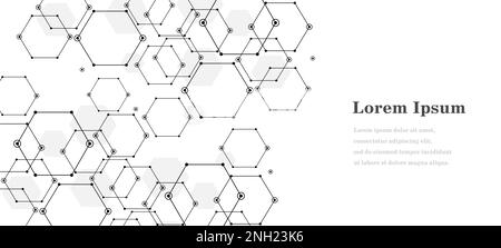 abstract black white hexagon, geometric texture background, scientific technology, network concept Stock Photo