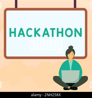 Writing displaying text Hackathon, Word for event where large number of people engage in programming Stock Photo