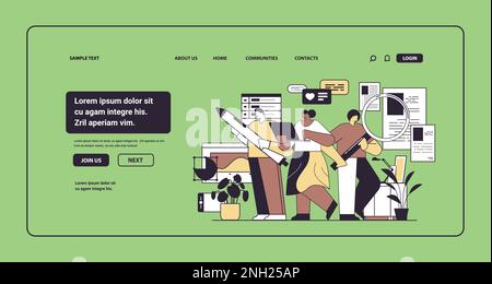 digital designers programmers and analysts team working together developers optimizes software engineering Stock Vector