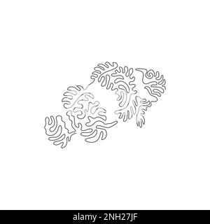 Continuous curve one line drawing of beautiful clownfish abstract art in circle. Single line editable stroke vector illustration of adorable clownfish Stock Vector
