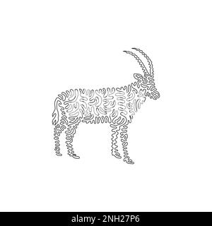 Single one line drawing of cute antelope abstract art. Continuous line drawing graphic design vector illustration of agile antelope for icon Stock Vector