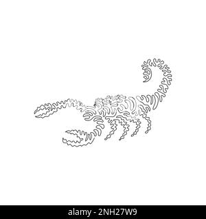 Continuous one curve line drawing of a scorpion with two pincers abstract art. Single line editable stroke vector illustration of wild scorpion Stock Vector