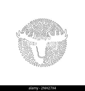 Single one line drawing of beautiful antlers moose abstract art. Continuous line draw graphic design vector illustration of adorable moose for icon Stock Vector