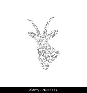 Single one line drawing of cute antelope abstract art. Continuous line drawing graphic design vector illustration of antelope with beautiful horns Stock Vector