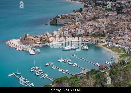Panoramic view of Castellammare del Golfo town, Sicily Stock Photo