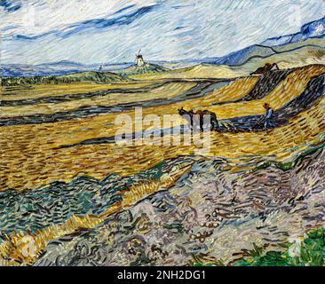 Vincent van Gogh  Enclosed Field with Ploughman Stock Photo