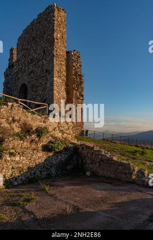 Panoramic view from Cefalà Diana castle ruins at dusk, Sicily Stock Photo